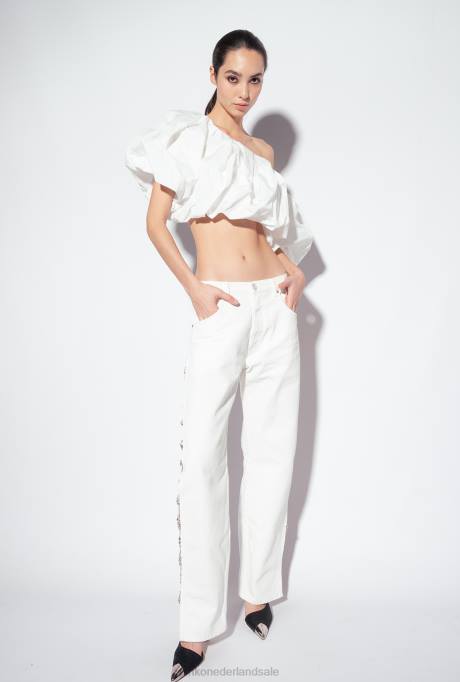 bovenaan | L488447 crop top van galleria tafzijde Pinko gebroken wit