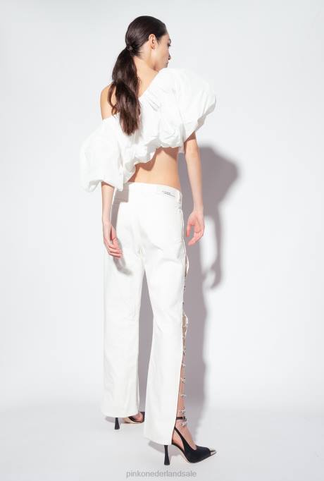 bovenaan | L488447 crop top van galleria tafzijde Pinko gebroken wit