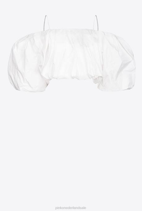 bovenaan | L488447 crop top van galleria tafzijde Pinko gebroken wit