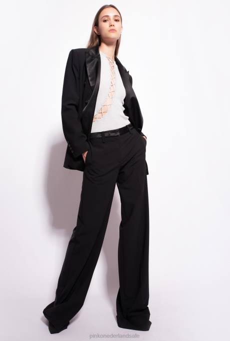 bovenaan | L488456 Ribgebreide top van lurex met gekruiste details Pinko Metallisch zilver