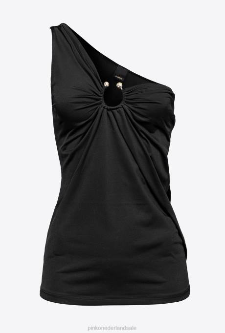 bovenaan | L488462 one-shoulder top met ring Pinko limousine zwart