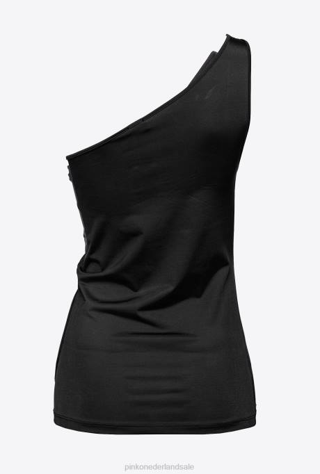 bovenaan | L488462 one-shoulder top met ring Pinko limousine zwart