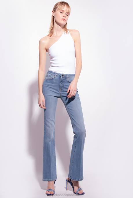 bovenaan | L488469 one-shoulder topje met borduursel Pinko Helder wit