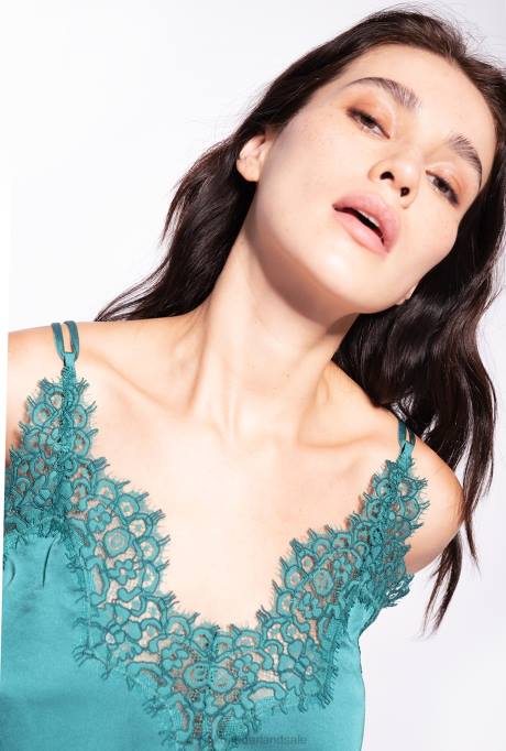 bovenaan | L488480 top van satijn en kant Pinko parasailen groen