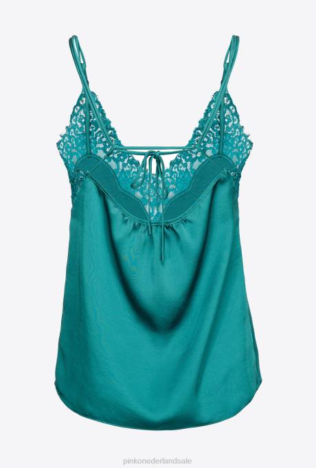 bovenaan | L488480 top van satijn en kant Pinko parasailen groen
