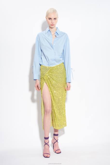 overhemden | L488227 popeline overhemd met fijne strepen Pinko azuurblauw/wit