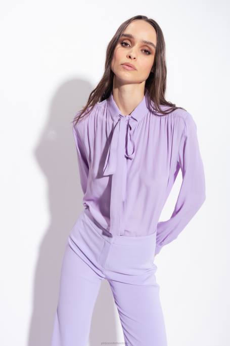 overhemden | L488232 blouse van zijdemix met strik Pinko paarse tulp