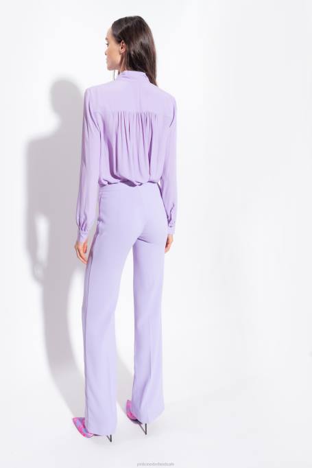 overhemden | L488232 blouse van zijdemix met strik Pinko paarse tulp