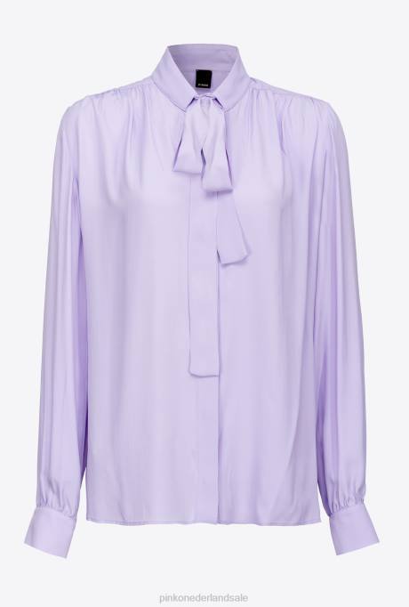 overhemden | L488232 blouse van zijdemix met strik Pinko paarse tulp