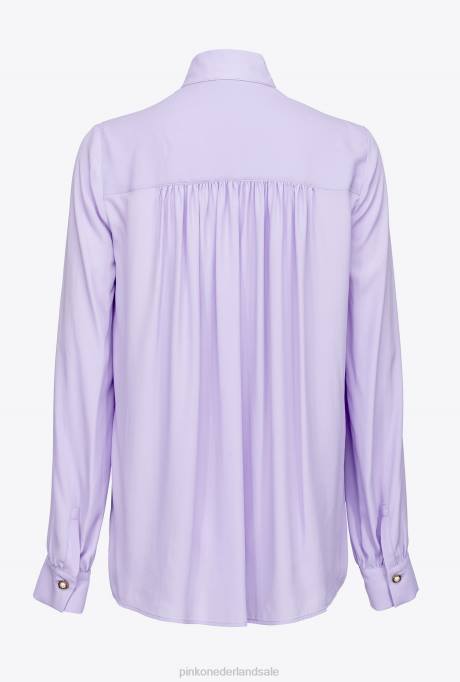 overhemden | L488232 blouse van zijdemix met strik Pinko paarse tulp