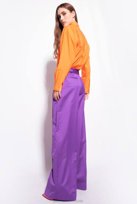 overhemden | L488235 oversized geborduurd overhemd Pinko fel oranje