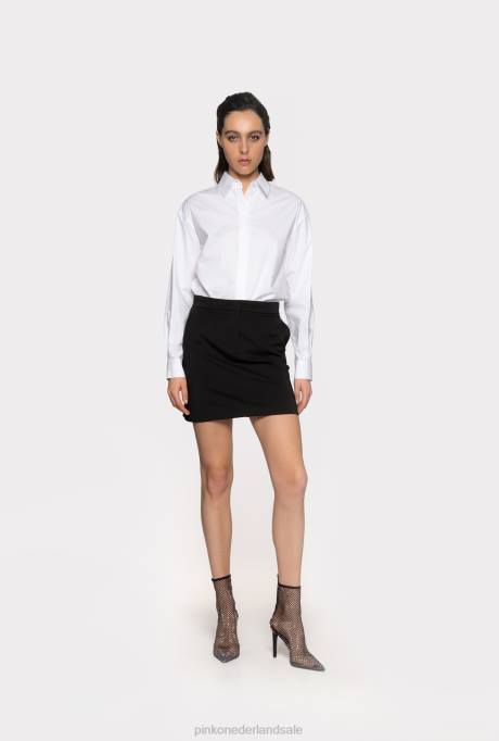 overhemden | L488236 oversized geborduurd overhemd Pinko Helder wit