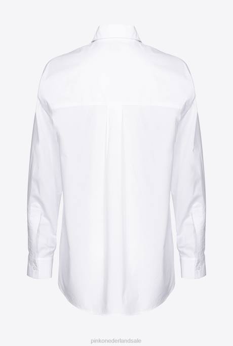 overhemden | L488236 oversized geborduurd overhemd Pinko Helder wit