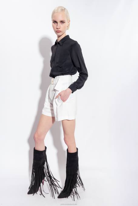 overhemden | L488239 overhemd van zijdemix met borstzakje Pinko limousine zwart