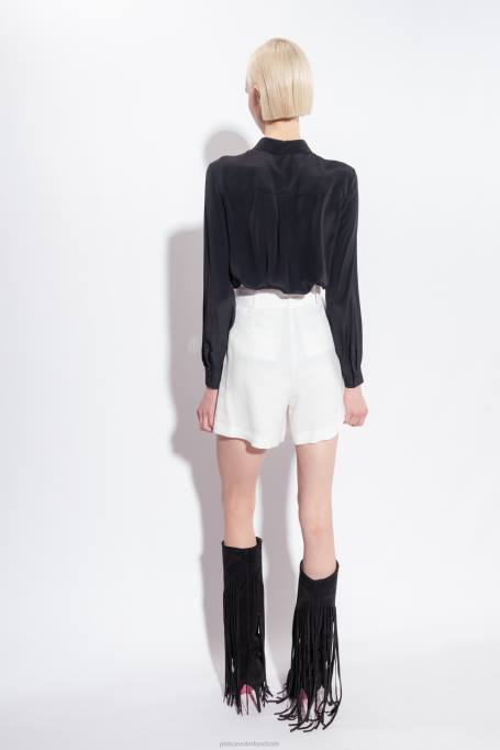 overhemden | L488239 overhemd van zijdemix met borstzakje Pinko limousine zwart