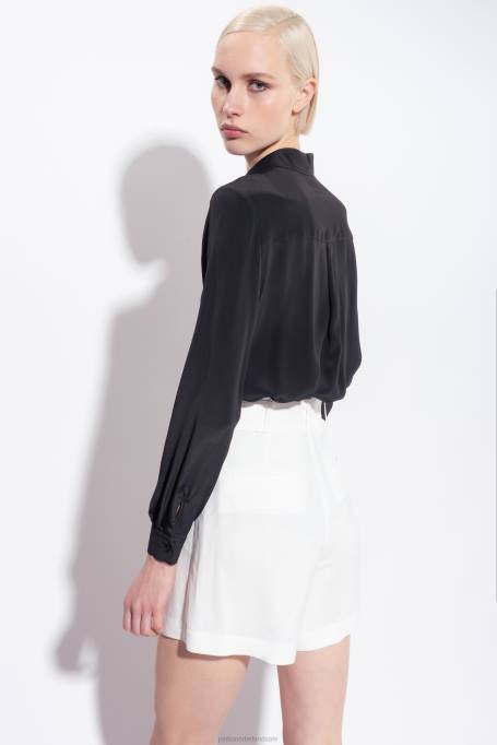 overhemden | L488239 overhemd van zijdemix met borstzakje Pinko limousine zwart