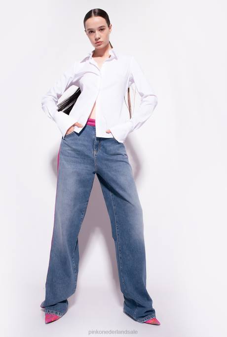 overhemden | L488251 poplin bustier overhemd Pinko Helder wit