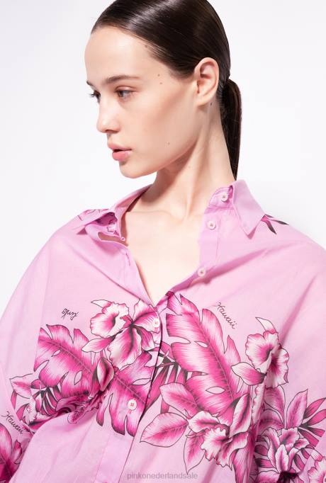 overhemden | L488252 lang overhemd met tropische print Pinko avond regen