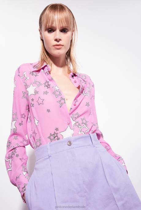 overhemden | L488269 overhemd met sterrenprint Pinko bordeauxrood/roze/rood