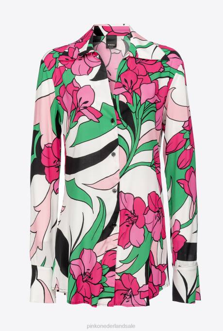 overhemden | L488272 lang overhemd met bloemenprint Pinko multi zwart/fuchsia