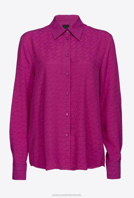 overhemden | L488276 overhemd van jacquard met logo Pinko bougainville paars