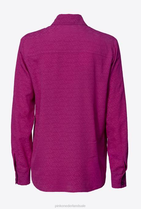 overhemden | L488276 overhemd van jacquard met logo Pinko bougainville paars
