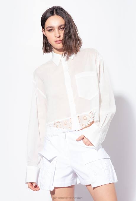 overhemden | L488291 kort mousseline overhemd Pinko puur wit
