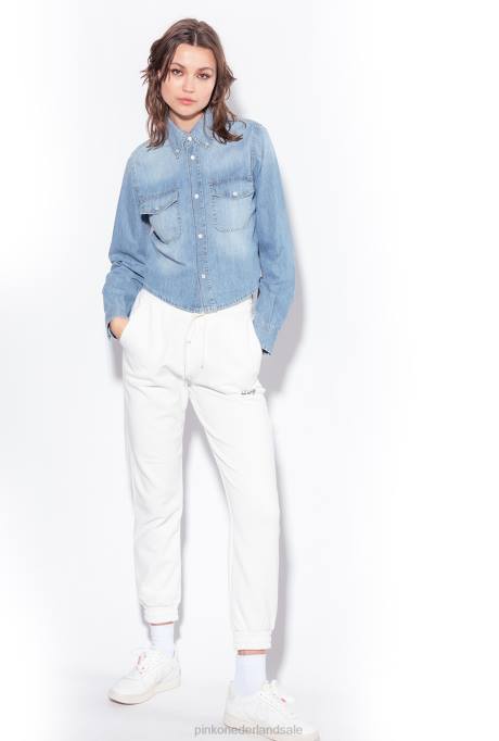 overhemden | L488295 spijkerhemd met westers borduursel Pinko lichte wassing