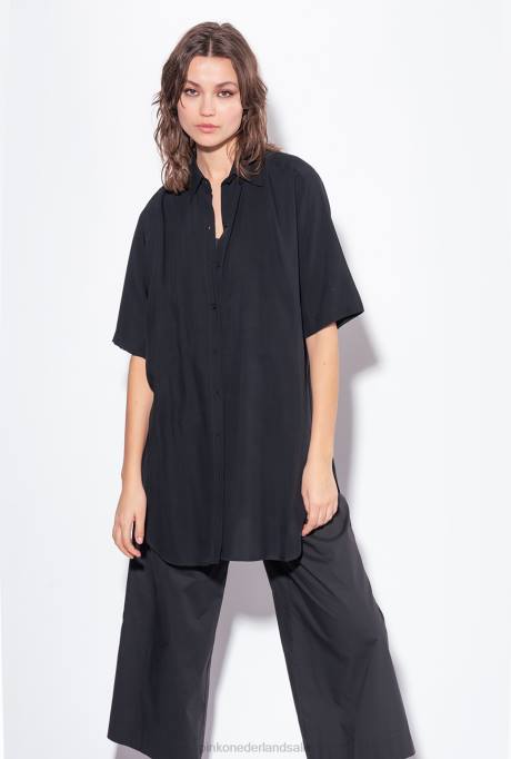 overhemden | L488301 lang shirt met strass-logo Pinko limousine zwart