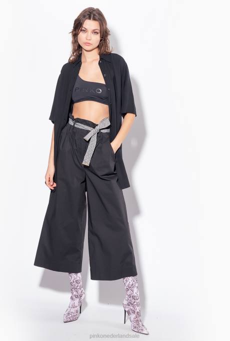 overhemden | L488301 lang shirt met strass-logo Pinko limousine zwart