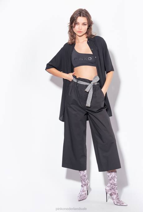 overhemden | L488301 lang shirt met strass-logo Pinko limousine zwart