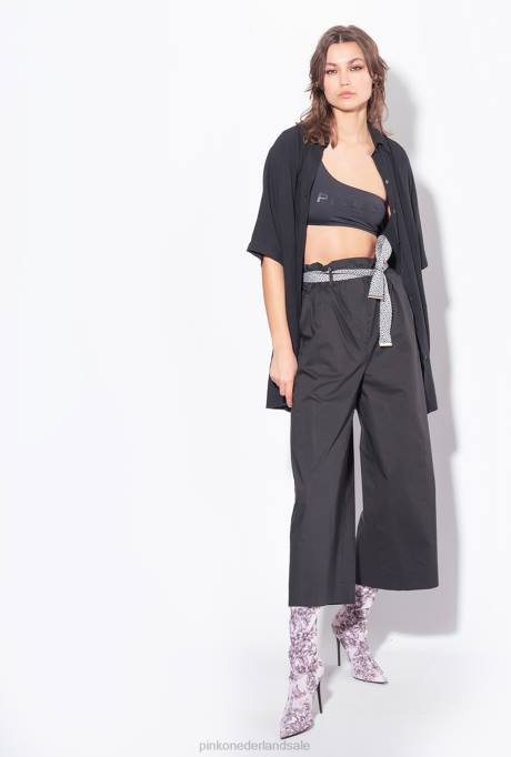 overhemden | L488301 lang shirt met strass-logo Pinko limousine zwart