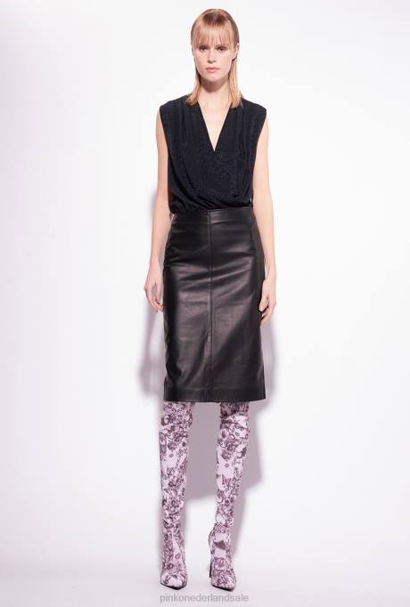 overhemden | L488306 jacquard bodysuit met overslag Pinko limousine zwart