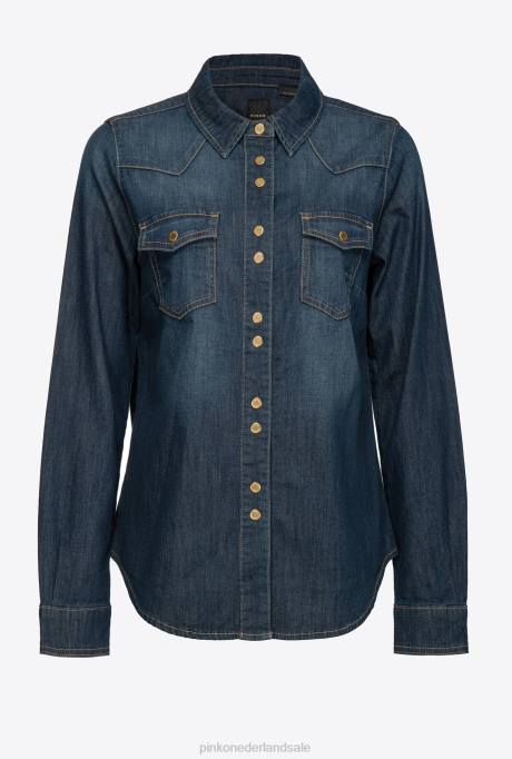 overhemden | L488312 licht twill denim overhemd Pinko blauwtint indigo
