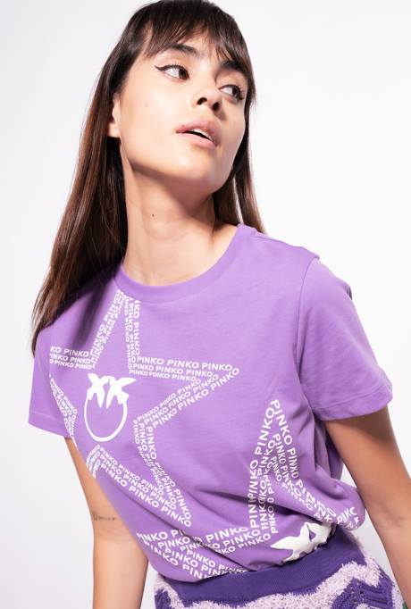 t-shirt | L488341 t-shirt met sterlogo Pinko lavendel lila