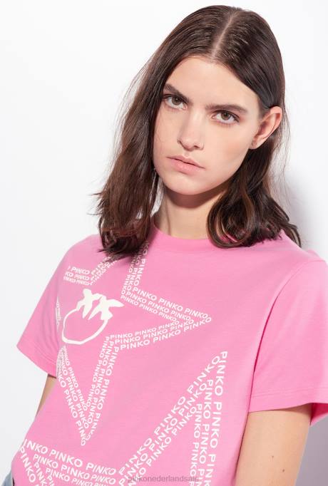t-shirt | L488343 t-shirt met sterlogo Pinko convolvulus roze