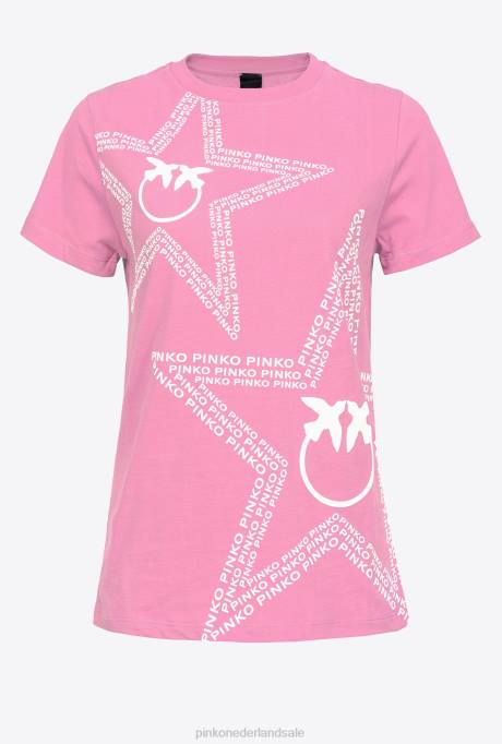 t-shirt | L488343 t-shirt met sterlogo Pinko convolvulus roze