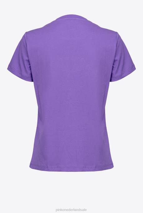 t-shirt | L488350 t-shirt met geborduurde liefdesvogels Pinko lavendel lila