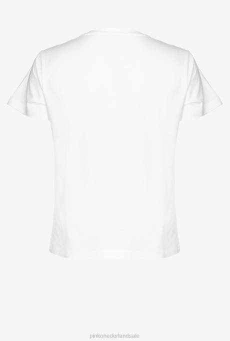 t-shirt | L488352 t-shirt met geborduurde liefdesvogels Pinko wolk wit