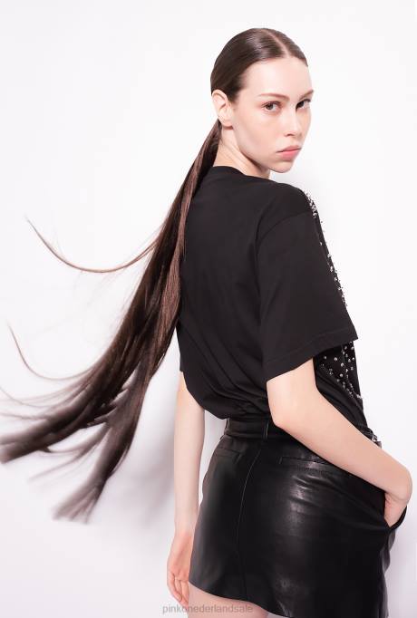 t-shirt | L488396 hou voor altijd van me t-shirt Pinko limousine zwart