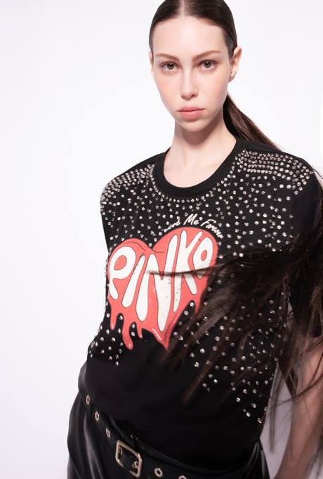 t-shirt | L488396 hou voor altijd van me t-shirt Pinko limousine zwart