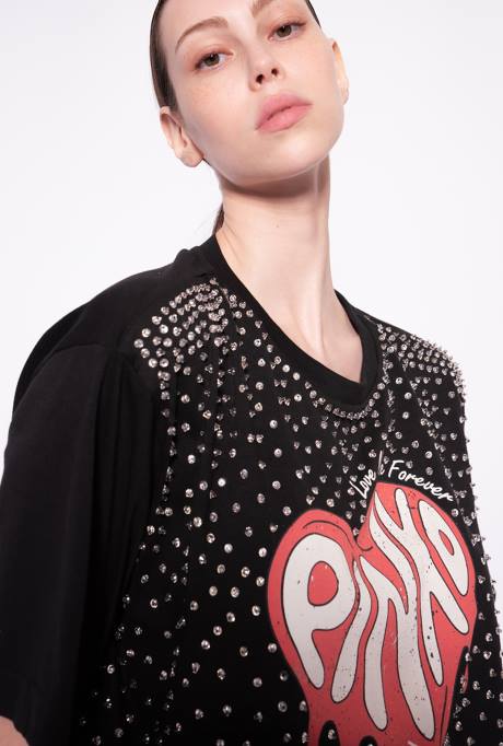 t-shirt | L488396 hou voor altijd van me t-shirt Pinko limousine zwart