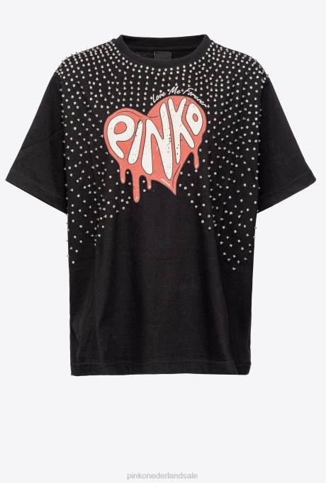 t-shirt | L488396 hou voor altijd van me t-shirt Pinko limousine zwart