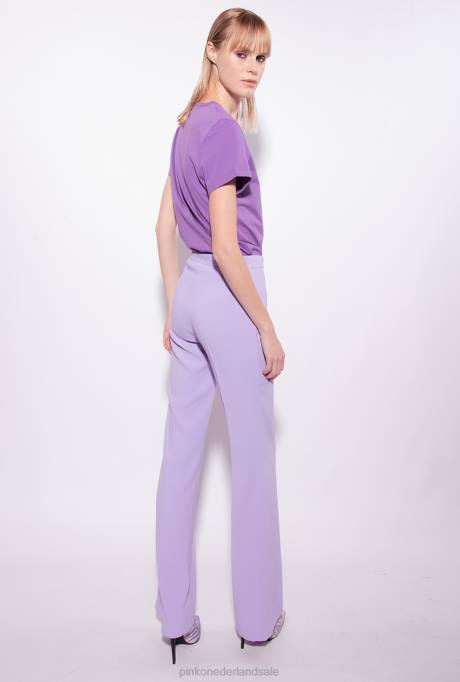 t-shirt | L488397 V-hals t-shirt met logo Pinko lavendel lila