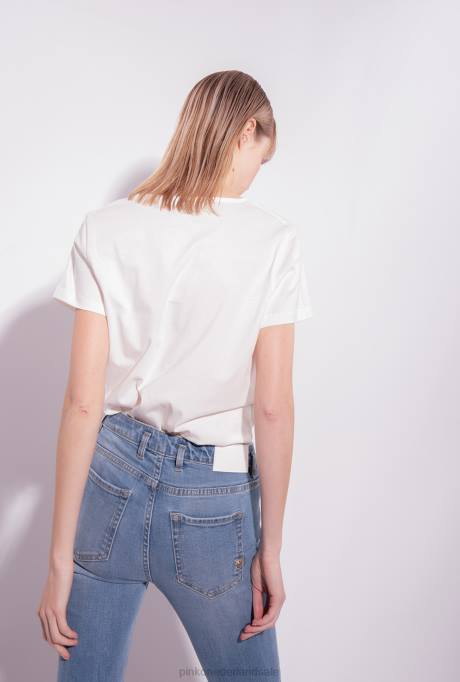 t-shirt | L488399 V-hals t-shirt met logo Pinko zijde wit