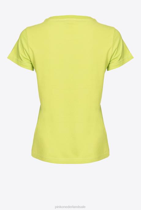 t-shirt | L488400 T-shirt met logoprint Pinko limoen geel