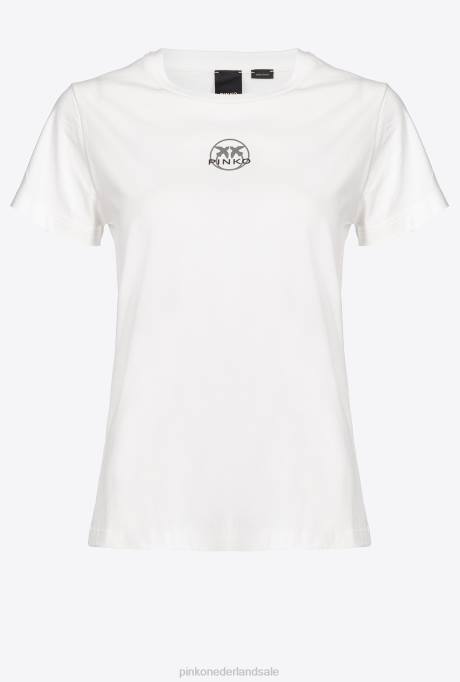 t-shirt | L488403 T-shirt met logoprint Pinko zijde wit