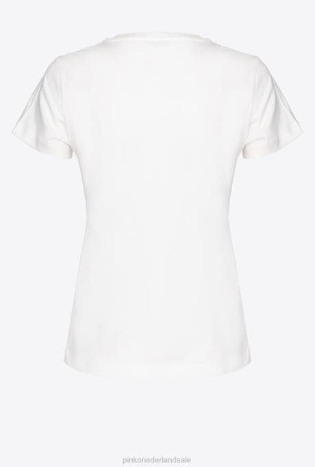 t-shirt | L488403 T-shirt met logoprint Pinko zijde wit