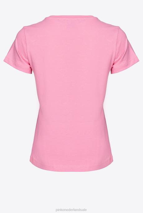 t-shirt | L488404 T-shirt met logoprint Pinko convolvulus roze