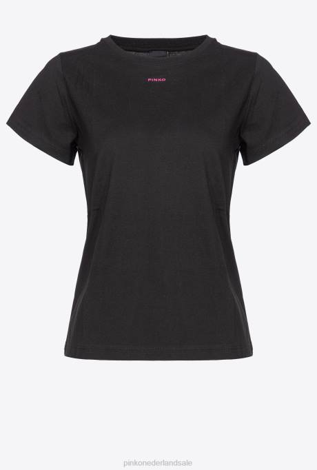 t-shirt | L488413 t-shirt met micro Pinko zwart/fuchsia